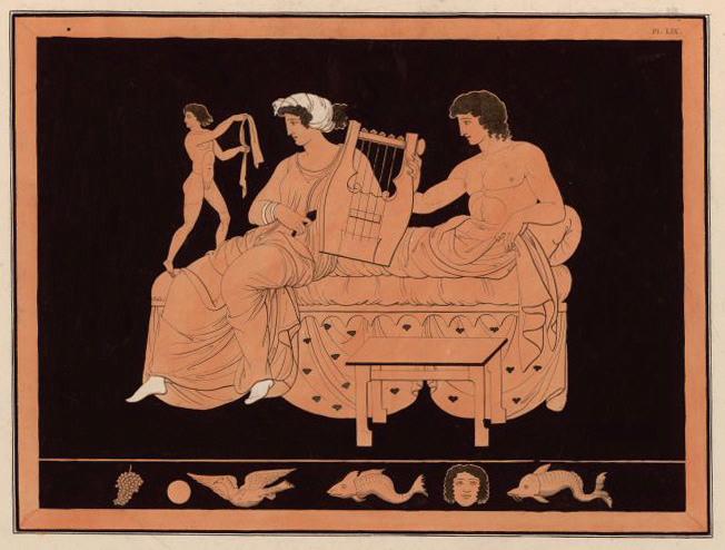 Reproduction de morceaux de céramique grecque à figures rouges pl. LIX (à figures rouges, pl LIX)