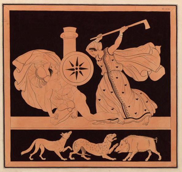 Reproduction de morceaux de céramique grecque à figures rouges pl. LIX (à figures rouges, pl III)