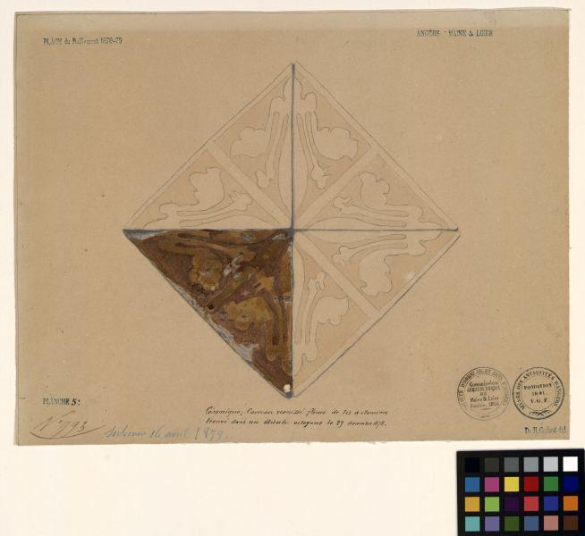 Carreau vernissé ; Fouilles de la place du Ralliement