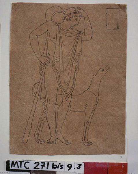 Femme au péplum et un chien