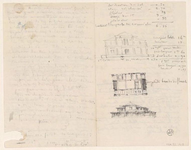 Elévation et plan d'une maison