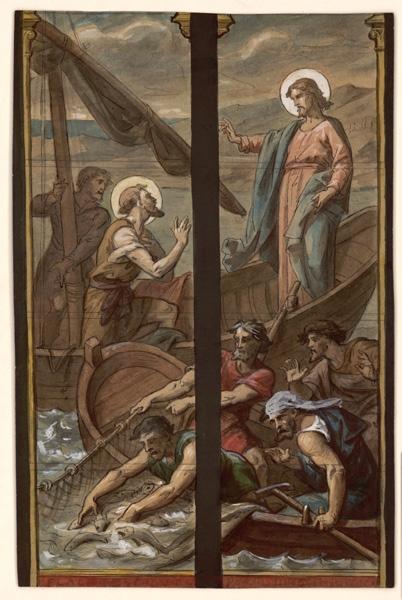 La pêche miraculeuse ; Projet de vitrail