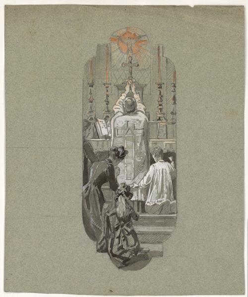 Adoration de l'hostie ; Projet de vitrail