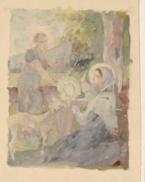 La sainte Famille et l'agneau ; Projet de vitrail