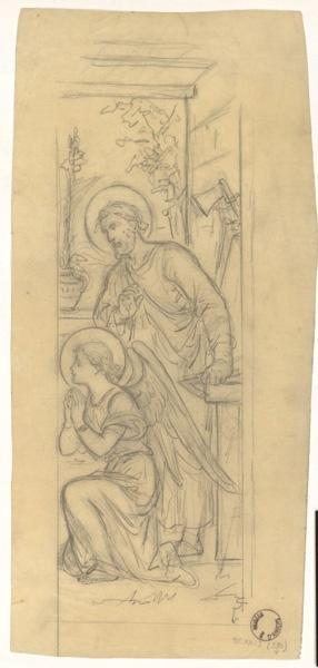 Un saint et un ange ; Projet de vitrail