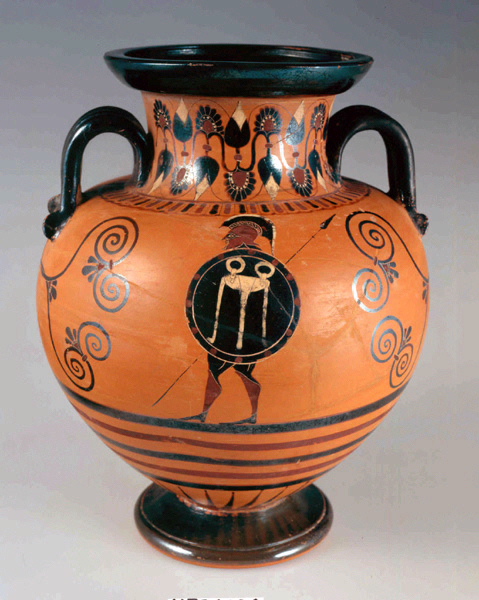 Amphore au cavalier et à l'hoplite ; Cavalier et hoplite (guerrier)