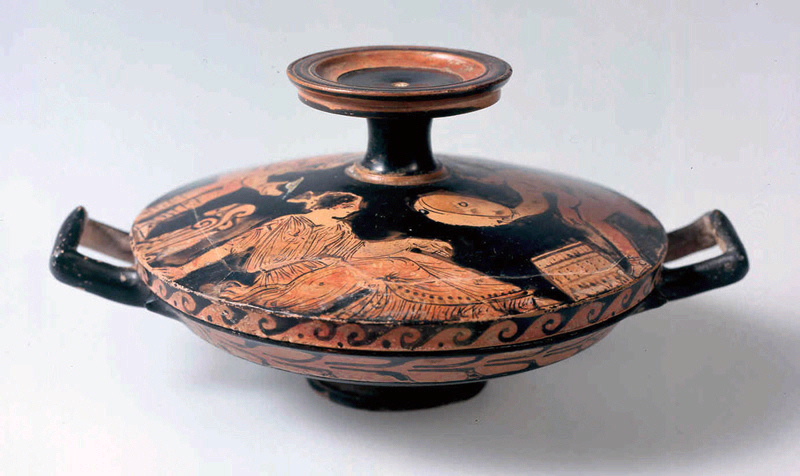 Lékanis à scène dionysiaque avec une femme, Eros et un satyre ; Lékanide à scène bachique ; Silène, ménade et Eros