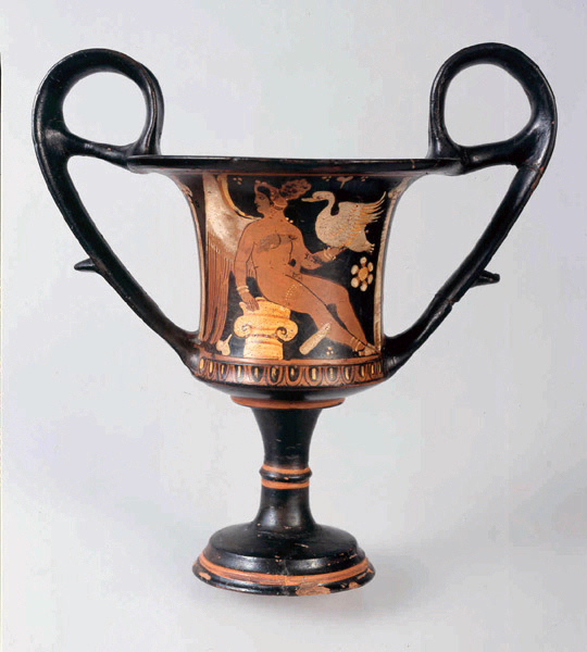 Canthare à l'Eros tenant un cygne et à la femme tenant un calathos ; Canthare à l'éros hermaphrodite et à la jeune femme (Titre donné par Catherine Lesseur, 2005-2006) ; Eros tenant un cygne/ Femme courant avec le panier à laine (Titre donné par Catherine Lesseur, 2005-2006)