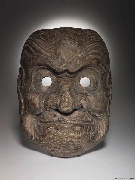 Masque de nô : démon Beshimi ; Masque d'homme (masque de Gigaku) ; Masque scénique (masque de Gigaku)