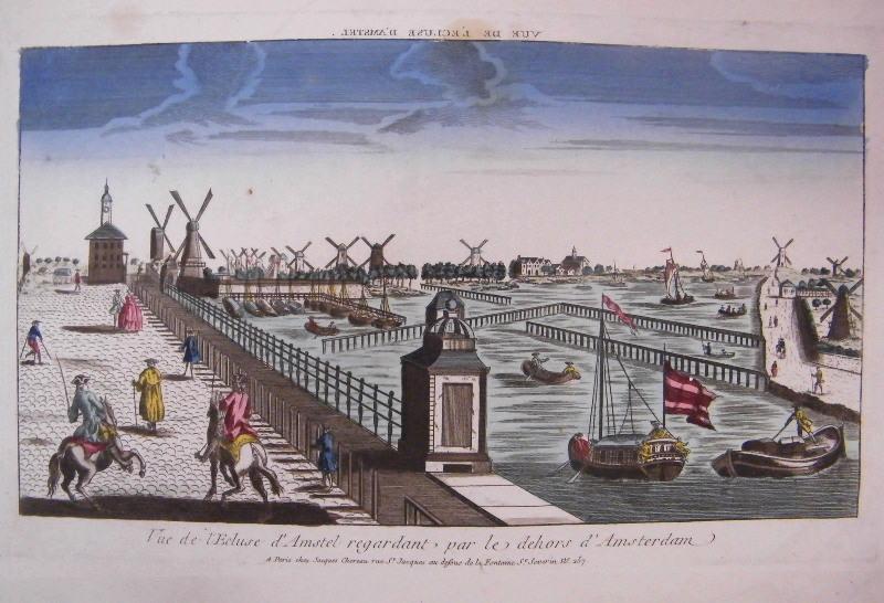 Vue de l'écluse d'Amstel regardant par le dehors d'Amsterdam
