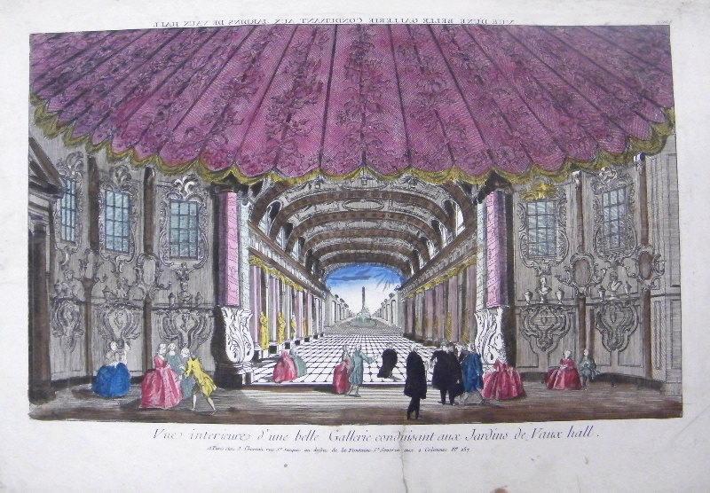 Vue d'une galerie conduisant aux jardins de Vaux hall