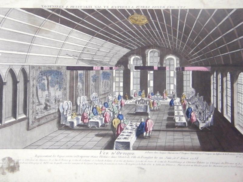 Vue des repas servis à l'empereur et aux électeurs à Francfort