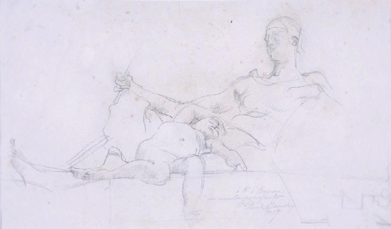 La Force et l'Innocence (au verso : croquis au crayon)