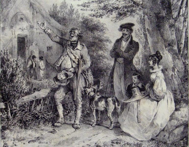 Le Père Broussaille On m'demande du lapin!!...on veut que j'tue du lapin.......avec un habit bleu de ciel et un collet rouge.......les gueurdins m'voyent d'un bout a l'autre du bois ils disent.....tiens....v'la l'père Broussaille avec son collet rouge !