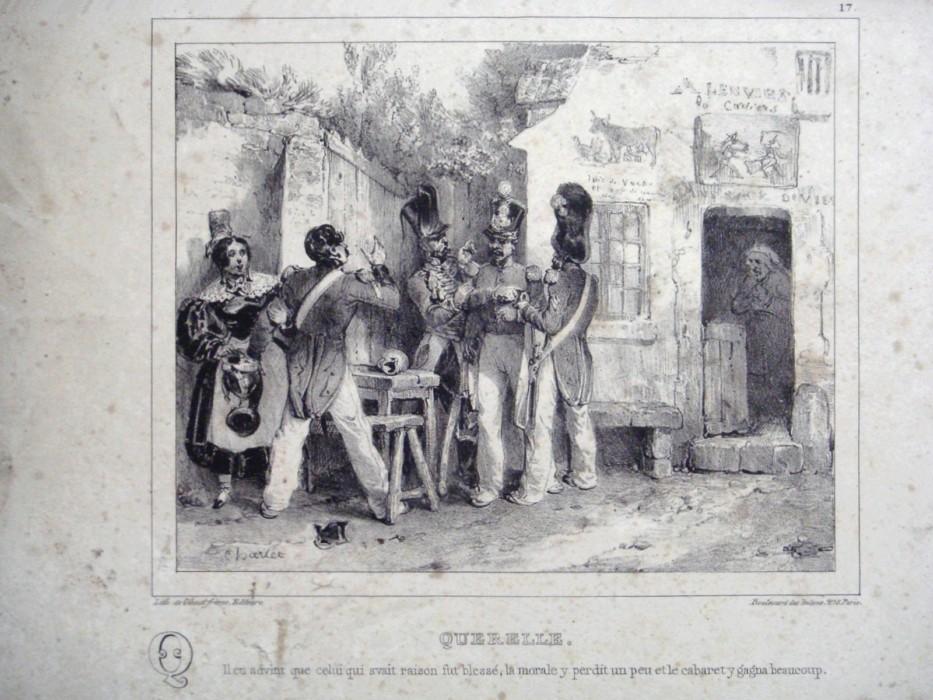 QUERELLE. Il en advint que celui qui avait raison fut blessé, la morale y perdit un peu et le cabaret y gagna beaucoup