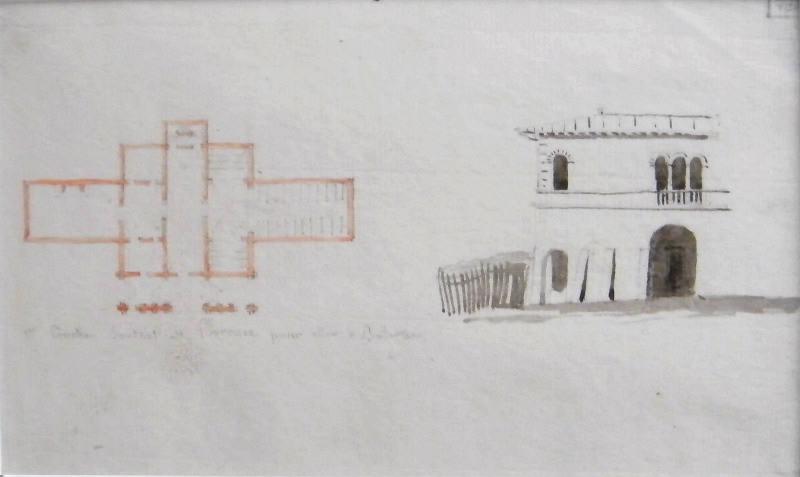 Premier coucher sortant de Florence pour aller à Bologne, plan et élévation