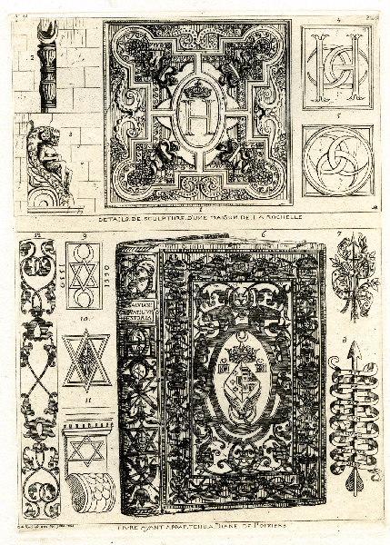 Revue Poitou et Vendée (n°63) : Détails de sculpture d'une maison de La Rochelle et Livre ayant appartenu à Diane de Poitiers