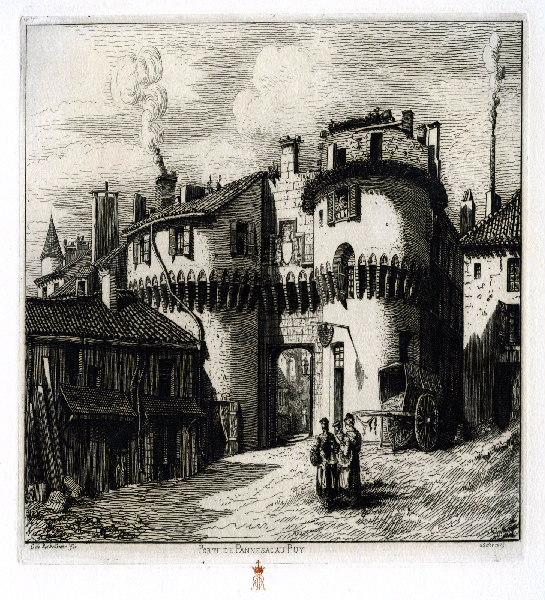 Estampe (numéro effacé) : Porte de Pannesac au Puy