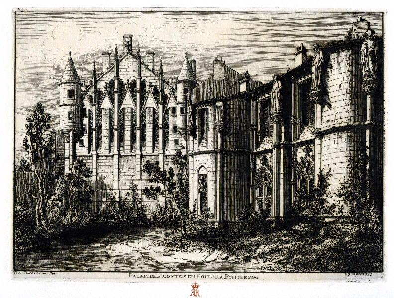 Estampe (numéro effacé) : Palais des Comtes du Poitou à Poitiers