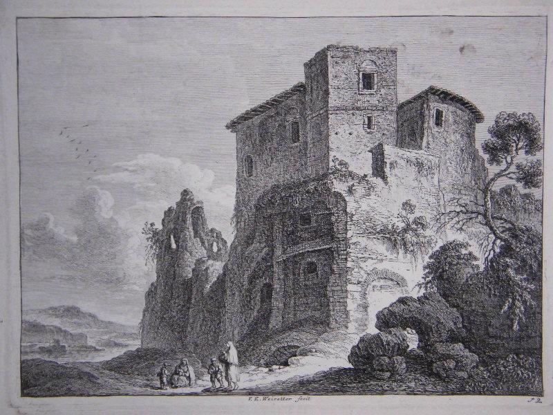 Paysage avec des ruines