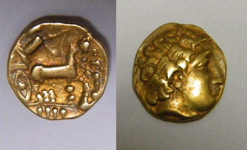 Statère d'or Aulerques Eburovices ou imitation d'un statère d'or de Philippe II de Macédoine