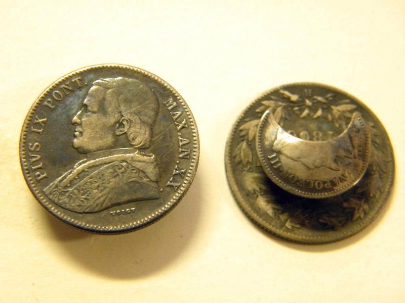 Paire de 20 Baiocchi Pie IX en bouton de manchette