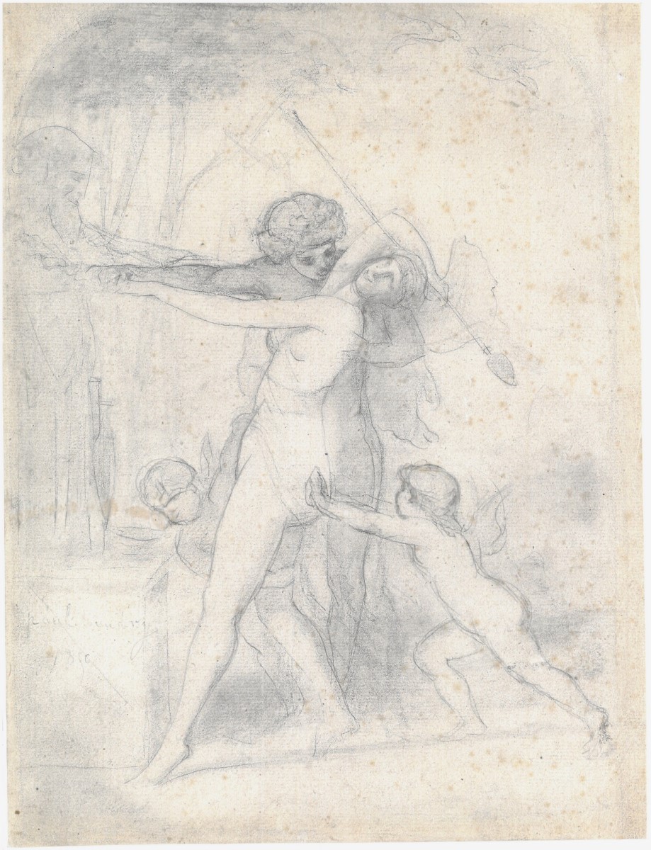 Bacchante dansant avec un jeune Bacchus et deux putti