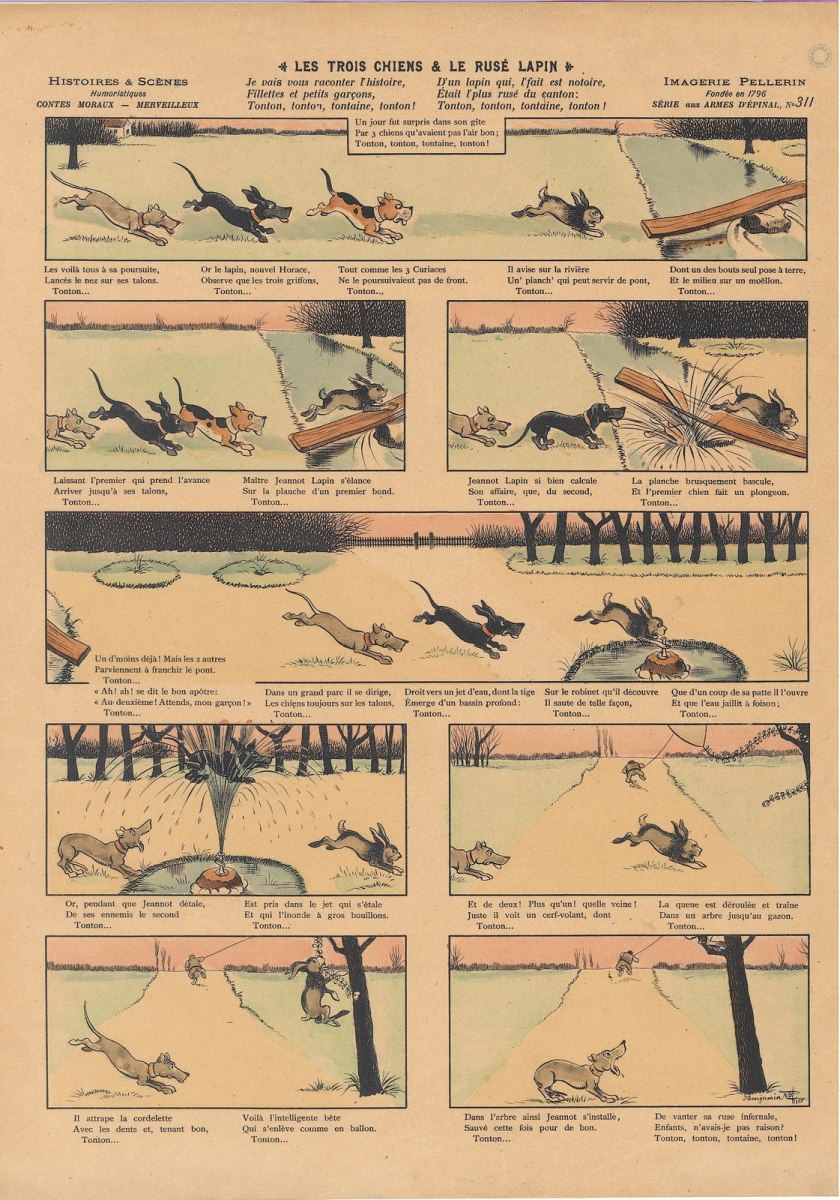 Les trois chiens et le rusé lapin