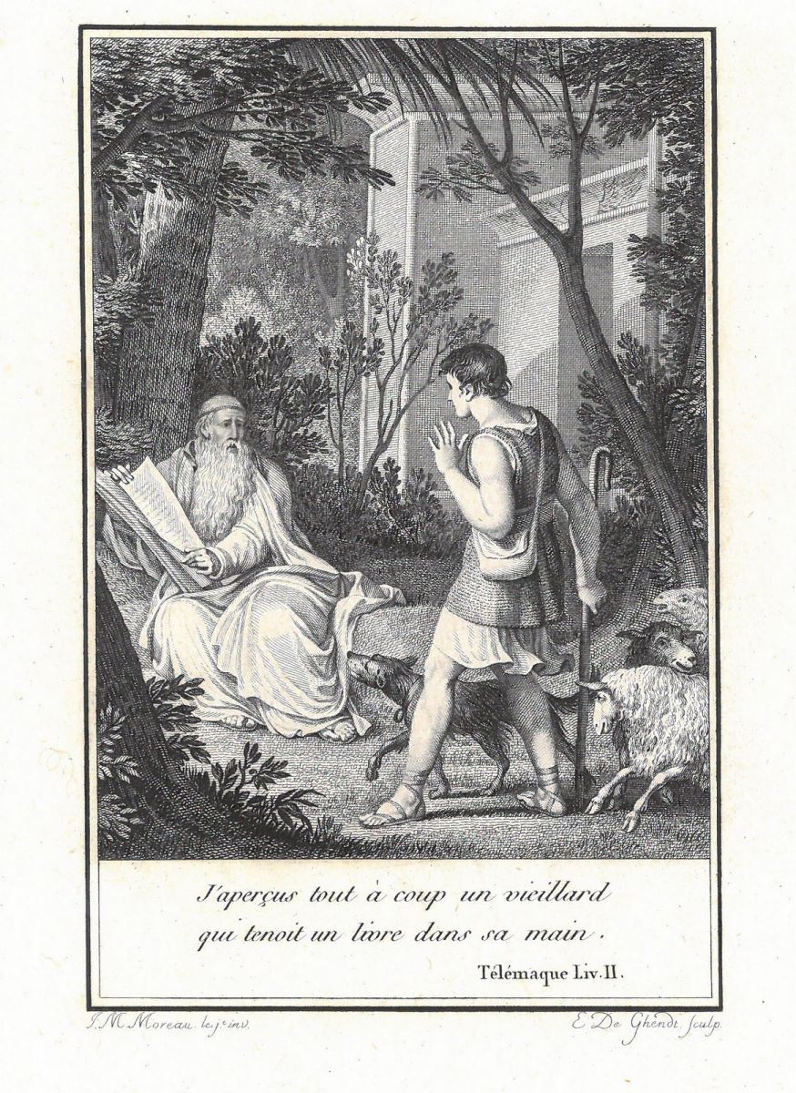 J'aperçus tout à coup un veillard qui tenait un livre dans sa main