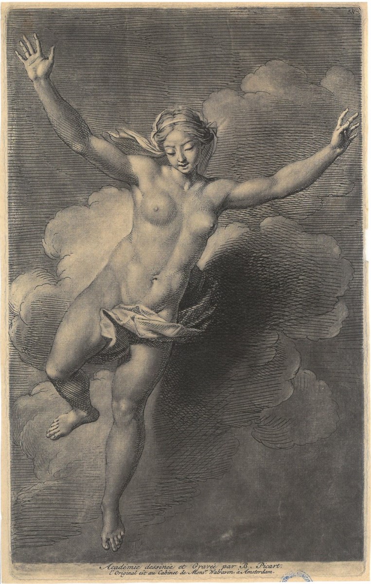 Académie de femme dans les nuées