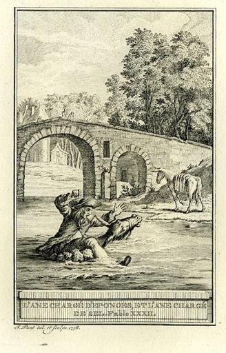 L'âne chargé d'éponges et l'âne chargé de sel, II, 11