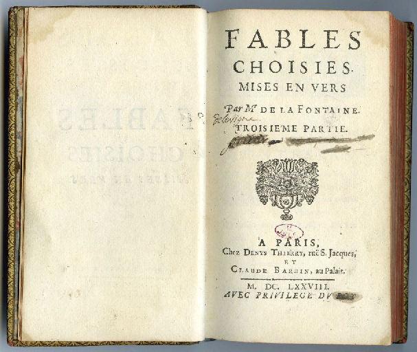 Fables choisies mises en vers par M. de La Fontaine (troisième tome)