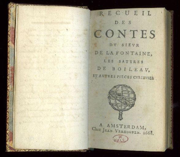 Recueil des Contes du sieur de La Fontaine (Les Satyres de Boileau et autres pièces curieuses)