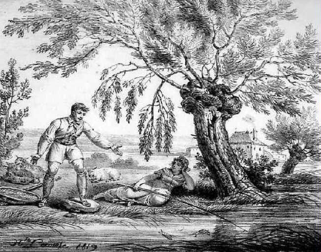 Les Poifsons et le Berger qui joue de la flûte (Livre X Fable 10)