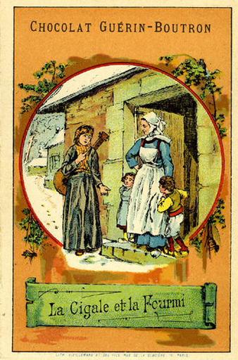 La Cigale et la Fourmi, I, 1 (Le texte de la fable est reproduit au revers)