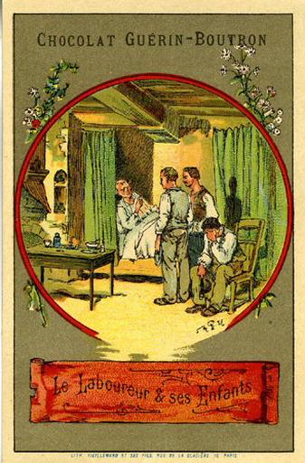 Le Laboureur et ses Enfants, V, 9 (Le texte de la fable est reproduit au revers)