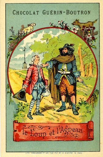 Le Loup et l'Agneau, I, 10 (Le texte de la fable est reproduit au revers)