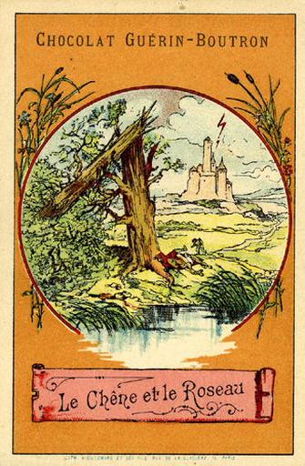 Le Chêne et le Roseau, I, 22 (Le texte de la fable est reproduit au revers)