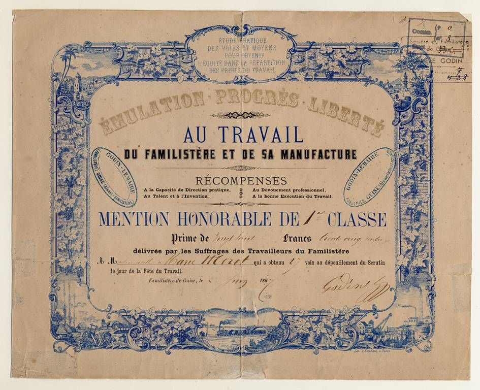 Diplôme de la fête du travail décerné à Marie Moret