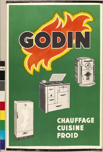 Affichette "Godin, Chauffage - Cuisine - Froid"