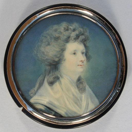 Boîte ronde ornée d'un portrait de Marie-Félicité Thecle Soisson, épouse Paillet