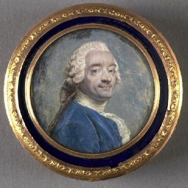Tabatière ornée d'une miniature reproduisant 'L'Autoportrait au Jabot' de Maurice-Quentin De La Tour (Amiens, Musée de Picardie)