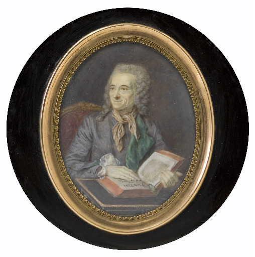 Boîte ronde ornée d'un portrait de Voltaire