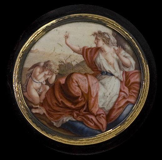 Boîte ronde ornée d'une scène mythologique