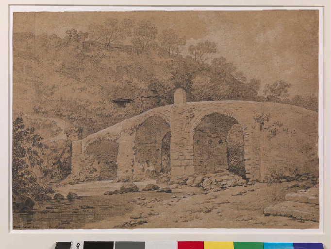 Vue d'un pont romain sur le Teverone à Tivoli (le Ponte dell'Acquaria)