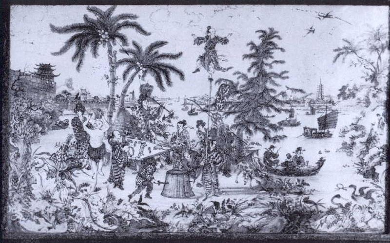 Scène de prestidigitation en Chine