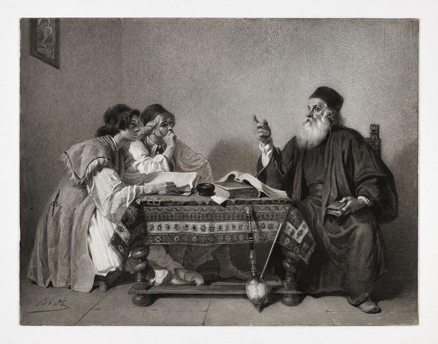 La leçon : scène grecque (Titre récent) ; Scène d'enseignement religieux (Titre ancien) ; La Leçon (Titre ancien)