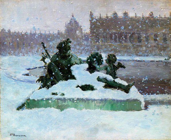 Neige sur la Seine de Le Hongre à Versailles (titre inscrit)