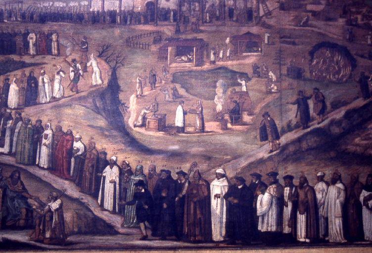 Les deux voies ; Tableau ou instruction des simples, ... (représentant deux religions différentes, une fausse, qui est la religion papistique, où est le chemin large qui mené a perdition ; il se faut détourner ; et l'autre vraie, qui est la religion chrétienne, où est le chemin étroit qui mène à la Ierusalem céleste, auquel il faut entrer, et persévérer jusqu'à la fin.)