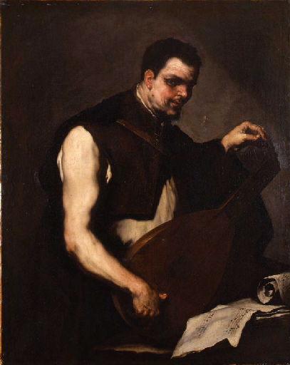 Musicien accordant son luth